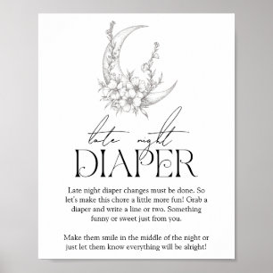 Antieke bos baby shower 'Late Night Luier' Poster