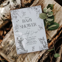 Antieke Bosdieren Baby Shower Kaart