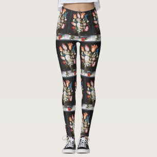 Antieke Bosschaert Hollandse Tulpen en Rozen Kunst Leggings