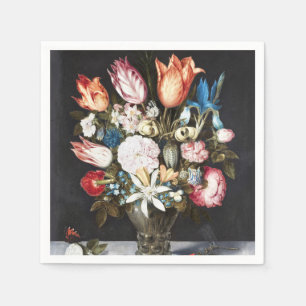 Antieke Bosschaert Hollandse Tulpen en Rozen Kunst Servet