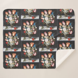 Antieke Bosschaert Hollandse Tulpen en Rozen Kunst Sherpa Deken