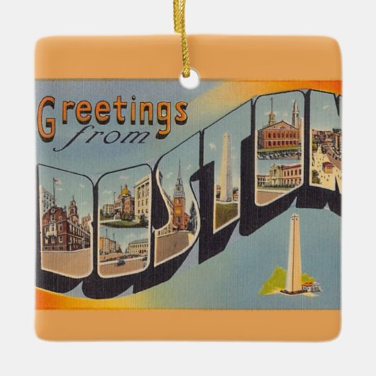 Antieke Boston MA  Keramisch Ornament (Voorkant)