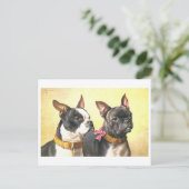 Antieke Boston Terriers Briefkaart (Staand voorkant)