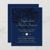 Antieke botanische bloem linnen trouwuitnodiging (Voorkant / Achterkant)