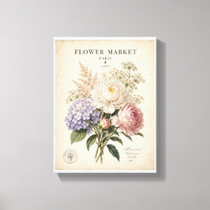Antieke botanische bloemenmarktposter Elegante F Canvas Afdruk