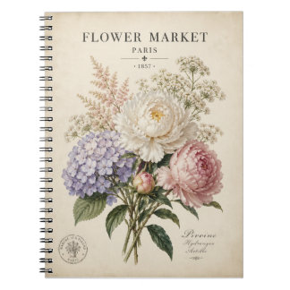 Antieke botanische bloemenmarktposter | Elegante F Notitieboek