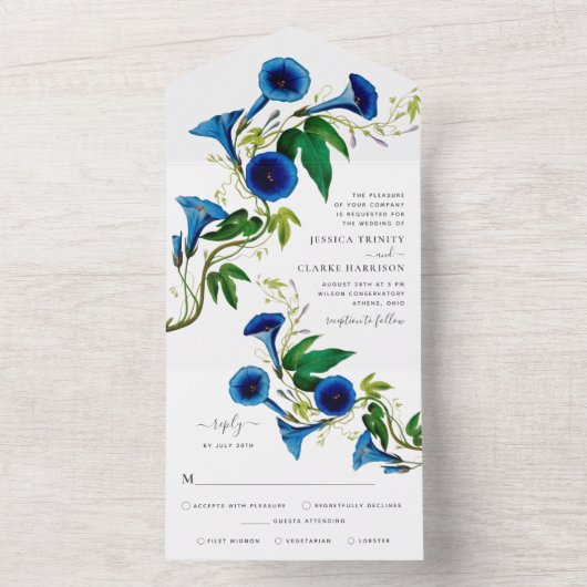 Antieke botanische bloemige all-in-one trouwuitnod all in one uitnodiging (Binnen)