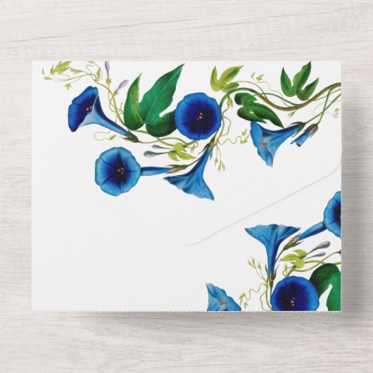 Antieke botanische bloemige all-in-one trouwuitnod all in one uitnodiging (Achterkant)