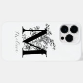 Antieke botanische bloemrijke monogramnaam Case-Mate iPhone case (Achterkant (horizontaal))