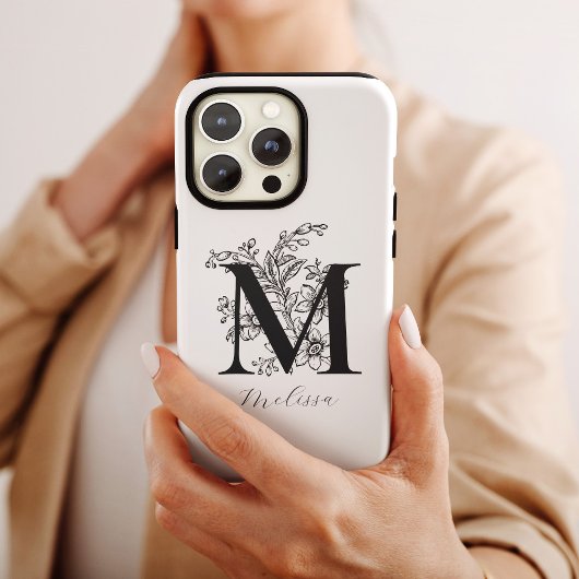 Antieke botanische bloemrijke monogramnaam Case-Mate iPhone case