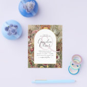 Antieke botanische bordeauxrode bloemen trouwkaart flyer (Enkel)