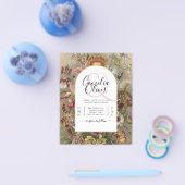 Antieke botanische bordeauxrode bloemen trouwkaart flyer (Enkel)