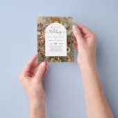 Antieke botanische bordeauxrode bloemen trouwuitno flyer (Hand)