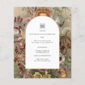 Antieke botanische bordeauxrode bloemen trouwuitno flyer (Achterkant)