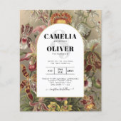 Antieke botanische bordeauxrode bloemen trouwuitno flyer (Voorkant)