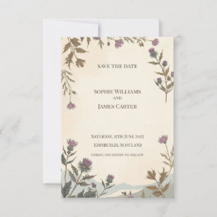 Antieke botanische distel Schotse save the date