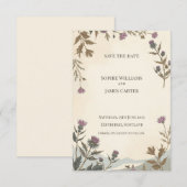 Antieke botanische distel Schotse save the date (Voorkant / Achterkant)