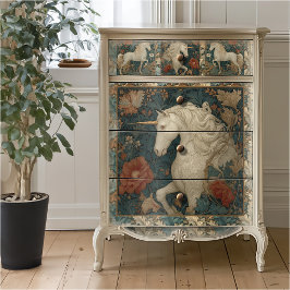 Antieke botanische eenhoorn in William Morris-stij Tissuepapier