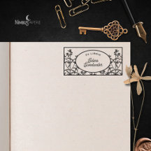 Antieke botanische Ex Libris-boekenstempel rubbere