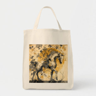 Antieke botanische geest Witte Paard Bloemranken Tote Bag