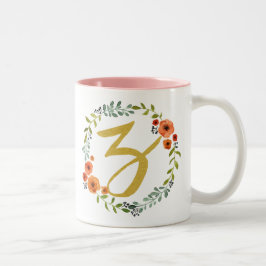Antieke botanische gouden monogram beginletter Z Tweekleurige Koffiemok