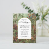 Antieke botanische groene terracotta trouwuitnodig (Staand voorkant)