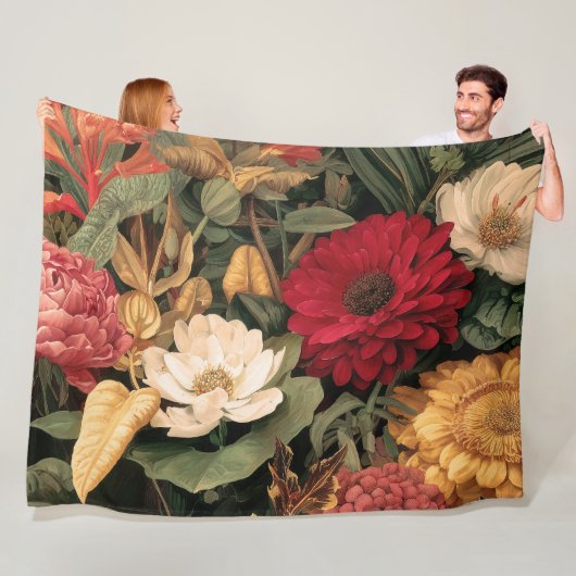 Antieke botanische illustratie fleece deken (In situ)