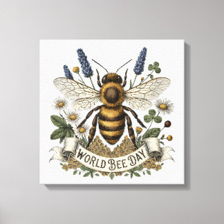 Antieke botanische illustratie voor Wereld Bijenda Canvas Afdruk