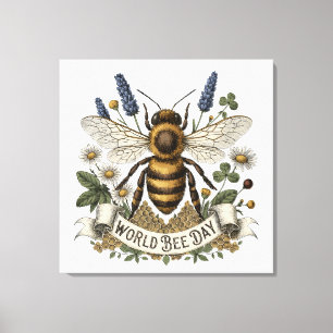 Antieke botanische illustratie voor Wereld Bijenda Canvas Afdruk