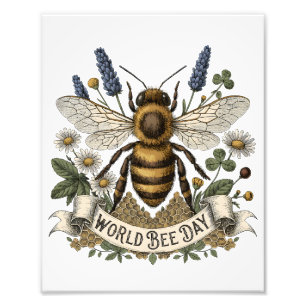 Antieke botanische illustratie voor Wereld Bijenda Foto Afdruk