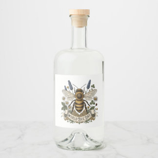 Antieke botanische illustratie voor Wereld Bijenda Likeurfles Etiket