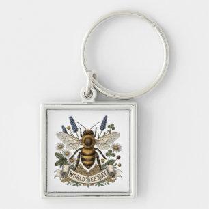 Antieke botanische illustratie voor Wereld Bijenda Sleutelhanger