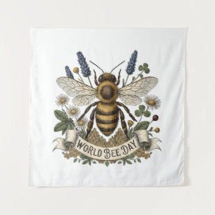Antieke botanische illustratie voor Wereld Bijenda Wandkleed