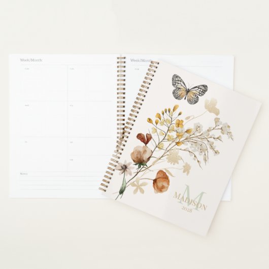 Antieke botanische kleine bloemige monogram planne planner (Display)