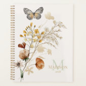 Antieke botanische kleine bloemige monogram planne planner (Voorkant)