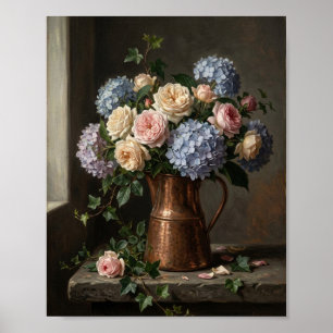 Antieke botanische koperen vaas I Poster