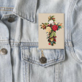 Antieke botanische kruis van rozen religieuze kuns button (Insitu)