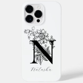 Antieke botanische letter N monogram naam Case-Mate iPhone 14 Pro Max Hoesje