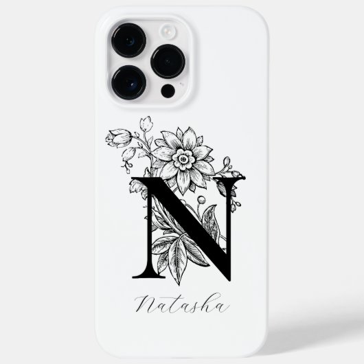 Antieke botanische letter N monogram naam   Case-Mate iPhone Case (Achterkant)
