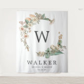 Antieke Botanische Monogram Achtergrond Foto Booth Wandkleed (Voorkant)