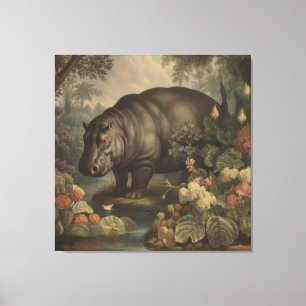 Antieke Botanische Nijlpaard Canvas Afdruk