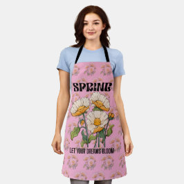 Antieke botanische print met een wilde bloem lente schort