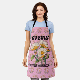Antieke botanische print met een wilde bloem lente schort