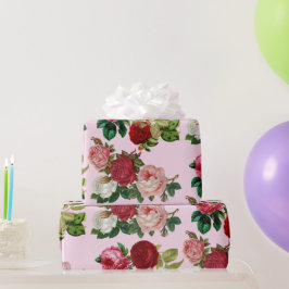 Antieke botanische / roze roos decoupage knutselwe cadeaupapier