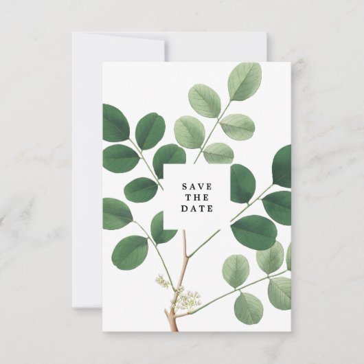 antieke botanische save the date kaart (Voorkant)