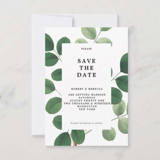 antieke botanische save the date kaart (Achterkant)