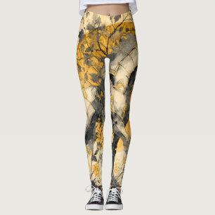 Antieke botanische spirit witte paard bloemranken leggings