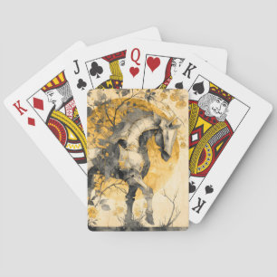 Antieke botanische spirit witte paard bloemranken pokerkaarten