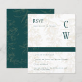 Antieke BOTANISCHE TEAL GOUDEN Huwelijksklokken (Voorkant / Achterkant)