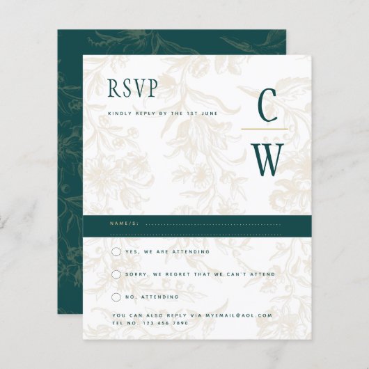 Antieke BOTANISCHE TEAL GOUDEN Huwelijksklokken (Voorkant / Achterkant)